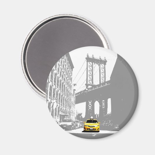 Nycイエロータクシブルックリンブリッジニューヨークシティ マグネット (正面/裏面)