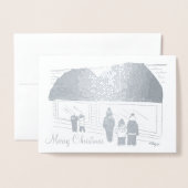 NYCウィンドウショッピングメリークリスマスホリデークリスマス 箔カード (封筒付き正面)