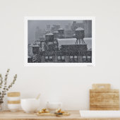 NYCウォータータワーフリーク10月の雪の嵐の間 ポスター (キッチン)