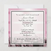 NYCエッチングされたスカイライン2、ブラックピンクブライダルシャワー 招待状 (裏面)