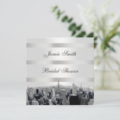 NYCエッチングされたスカイライン2、白黒ブライダルシャワー 招待状 (スタンド正面)