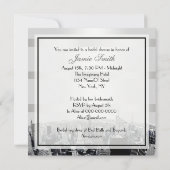 NYCエッチングされたスカイライン2、白黒ブライダルシャワー 招待状 (裏面)