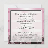 NYCエッチングスカイライン2Aピンクブラック誕生日 招待状 (裏面)