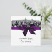 NYCエッチング魚眼スカイラインBWパープル結婚ズSQ 招待状 (スタンド正面)