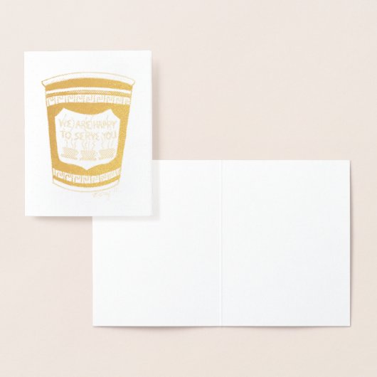 NYCギリシャのダイナーコーヒーカップを提供して幸せ 箔カード (ディスプレー)