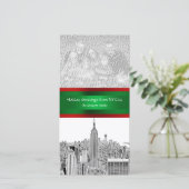 NYCクリスマスエッチングESBスカイライン、あなたの写真 シーズンカード (スタンド正面)