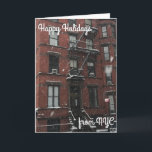 NYCクリスマスハヌッカスノーからのハッピーホリデーズ シーズンカード<br><div class="desc">カードには、冬の吹雪の中でアッパー・ウェスト・サイド・ブラウンストーンのオリジナル写真が掲載され、NYCからHAPPY HOLIDAYS FROM NYCかわいらしフォント。クリスマスまたはハヌカーの休日の挨拶を送るのに最適！</div>
