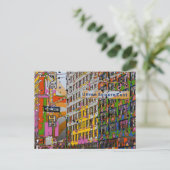 NYCサイケデリック:ユニオンスクエア建物、St Sign A4 ポストカード (スタンド正面)