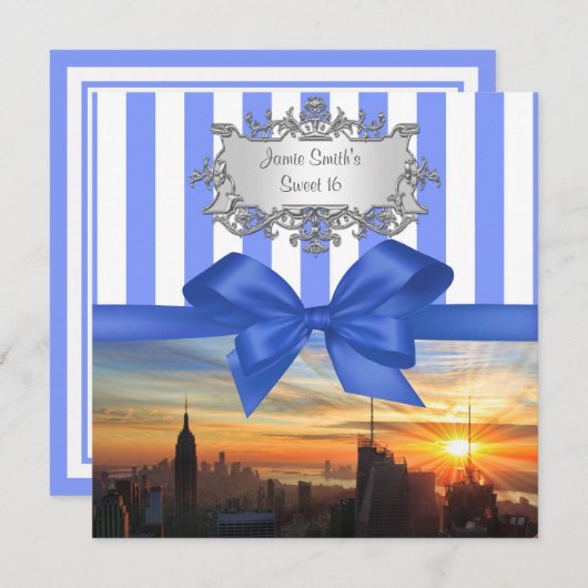 NYCスカイラインアットサンセットスウィート16パーティの招待状 招待状 (正面/裏面)