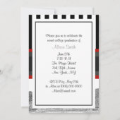 NYCスカイラインウォッシュSq Pk Bk Whtストライプ卒業 招待状 (裏面)