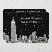 NYCスカイラインエッチスターリーDIY BGカラーSQ甘い16 H 招待状 (正面/裏面)