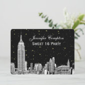 NYCスカイラインエッチスターリーDIY BGカラーSQ甘い16 H 招待状 (スタンド正面)