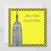 NYCスカイラインエッチドESBタ市松模様にクシー2 Sweet 16 招待状 (正面)
