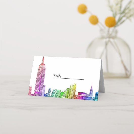 NYCスカイラインエッチルレインボーエスコートカード プレイスカード (裏面)