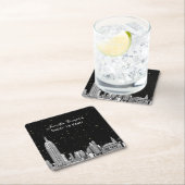 NYCスカイラインエッチング星空DIY BGカラーSQコースター スクエアペーパーコースター (インサイチュ)