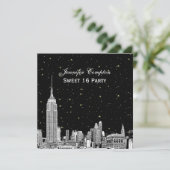 NYCスカイラインエッチング星空DIY BGカラーSQ甘い16 招待状 (スタンド正面)