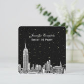 NYCスカイラインエッチング星空DIY BGカラーSQ甘い16 招待状 (スタンド正面)