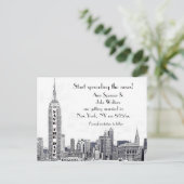 NYCスカイラインエッチング01日付を保存 案内ポストカード (スタンド正面)