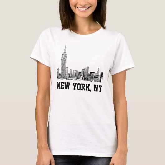 NYCスカイラインエッチング01 Tシャツ (正面)