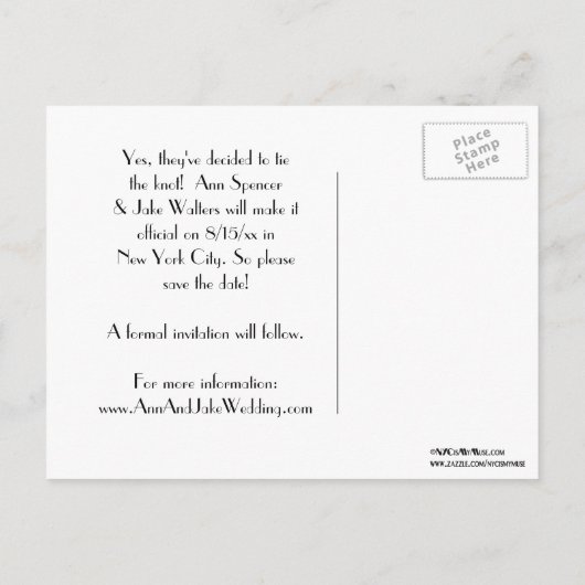 NYCスカイラインエッチング01B日付を保存 案内ポストカード (裏面)