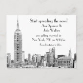 NYCスカイラインエッチング01B日付を保存 案内ポストカード (正面)