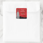 NYCスカイラインエッチングESBクリスマスホリデーメッセージカード スクエアシール (バッグ)