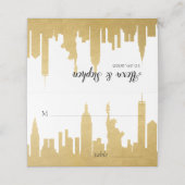 NYCスカイラインシルエットニューヨークシティ金ゴールド護衛 プレイスカード (外部開封)
