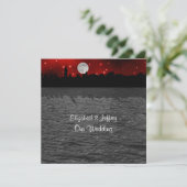 NYCスカイラインシルエットムーンレッド結婚ズSQ 招待状 (スタンド正面)