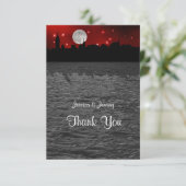 NYCスカイラインシルエットムーンレッド サンキューカード (スタンド正面)