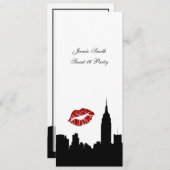 NYCスカイラインシルエット、キスESB #1 BW Sweet 16 VV 招待状 (正面/裏面)