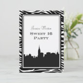 NYCスカイラインシルエット#2 Zebra Sweet 16 招待状 (スタンド正面)