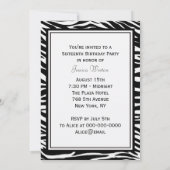 NYCスカイラインシルエット#2 Zebra Sweet 16 招待状 (裏面)