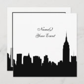 NYCスカイラインシルエット、ESB #1 BW SQ2パーティー招待状 招待状 (正面/裏面)