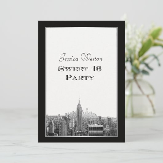 NYCスカイライントップの岩ESBは甘い16のためにエッチング 招待状 (スタンド正面)