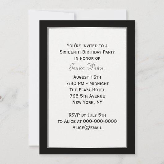 NYCスカイライントップの岩ESBは甘い16のためにエッチング 招待状 (裏面)