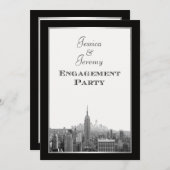 NYCスカイライントップ・オブ・ザ・ロックESBエッチング婚約 招待状 (正面/裏面)