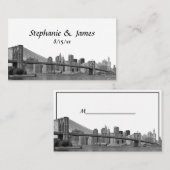 NYCスカイラインバックリンブリッジエッチング座席表 プレイスカード (正面/裏面)