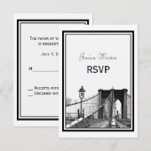 NYCスカイラインバックリンブリッジ#2エッチングRSVP 出欠カード (正面/裏面)