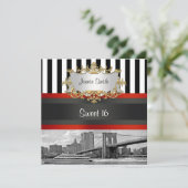 NYCスカイラインブルックリンブリッジボートスウィート16招待状 招待状 (スタンド正面)