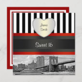 NYCスカイラインブルックリンブリッジボートスウィート16H招待状 招待状 (正面/裏面)