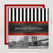 NYCスカイラインブルックリンブリッジボートブライダルシャワー 招待状 (正面/裏面)