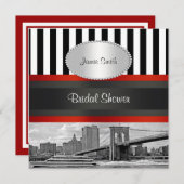 NYCスカイラインブルックリンブリッジボートブライダルシャワー 招待状 (正面/裏面)