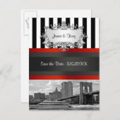 NYCスカイラインブルックリンブリッジボート招待状スイート 案内ポストカード (正面/裏面)