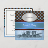 NYCスカイラインブルックリンブリッジボート4 Sweet 16 招待状 (正面/裏面)