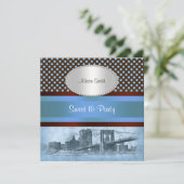 NYCスカイラインブルックリンブリッジボート4 Sweet 16 招待状 (スタンド正面)