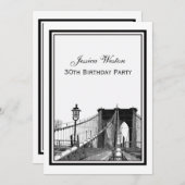 NYCスカイラインブルックリンブリッジ#2バースデーパーティー 招待状 (正面/裏面)