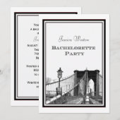 NYCスカイラインブルックリンブリッジ#2 DIYバチェロレッテ 招待状 (正面/裏面)
