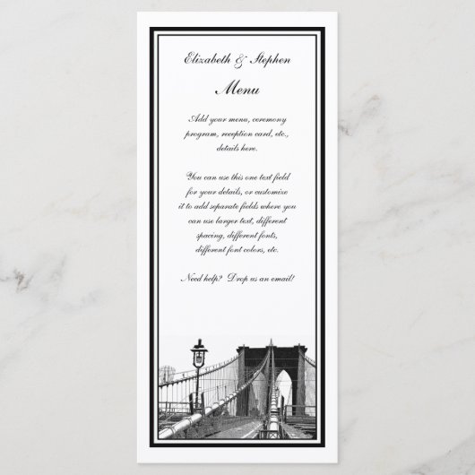 NYCスカイラインブルックリン橋#2エッチングフレーム メニュー (正面)