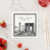 NYCスカイラインブルックリン橋#2 SQ結婚ズ スタンダードカクテルナプキン (インサイチュ)