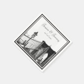 NYCスカイラインブルックリン結婚ブリッジ#2ズ スタンダードカクテルナプキン (角)